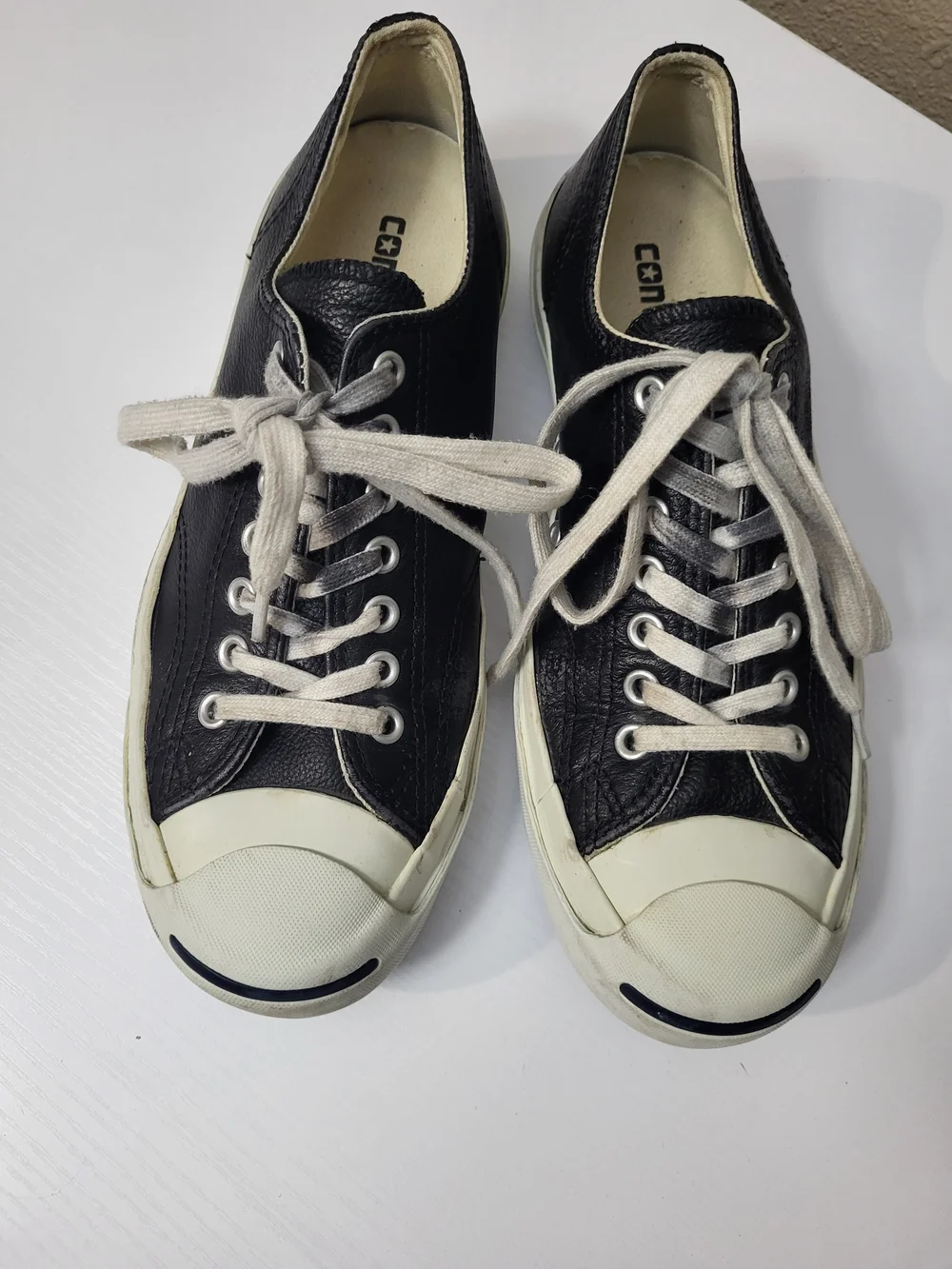 Converse Jack Purcell Low Top Leather Sneakers Black/White Lace Up M 7.5 W 9